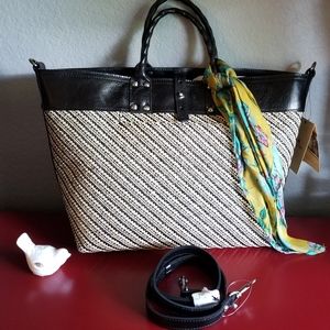 Patricia Nash Woven Raffia Emilion Tote NWT